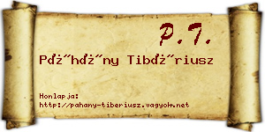 Páhány Tibériusz névjegykártya